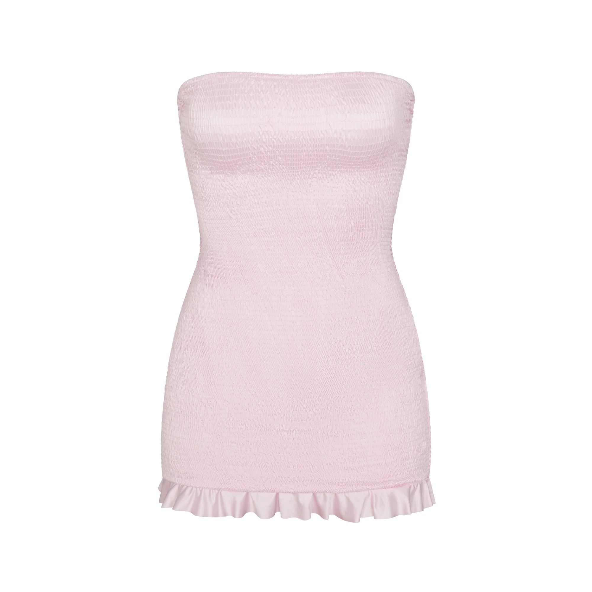 SATIN SWIM SMOCKED MINI DRESS | CHERRY BLOSSOM