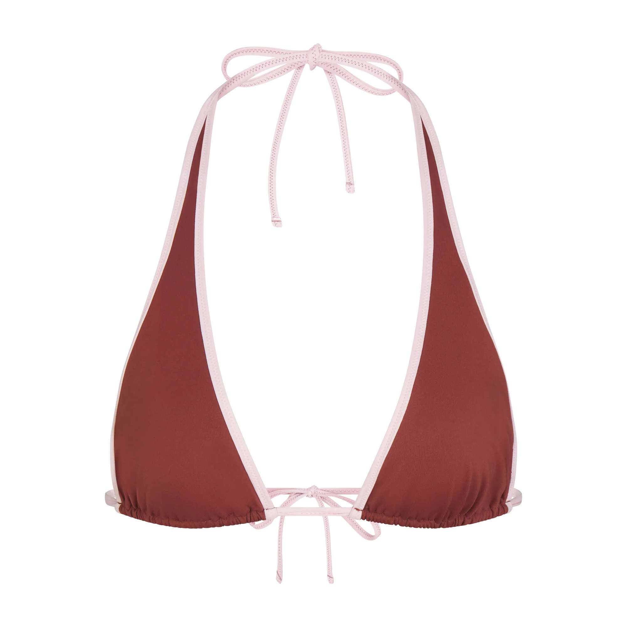SIGNATURE SWIM HALTER PLUNGE BIKINI TOP | HENNA CONTRAST