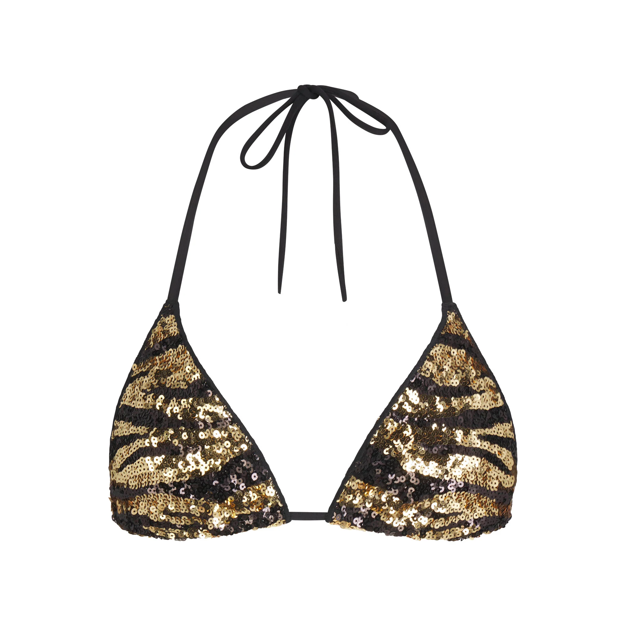 ICONIC SWIM SEQUIN TRIANGLE BIKINI TOP | BISCOTTI SEQUINED ZEBRA