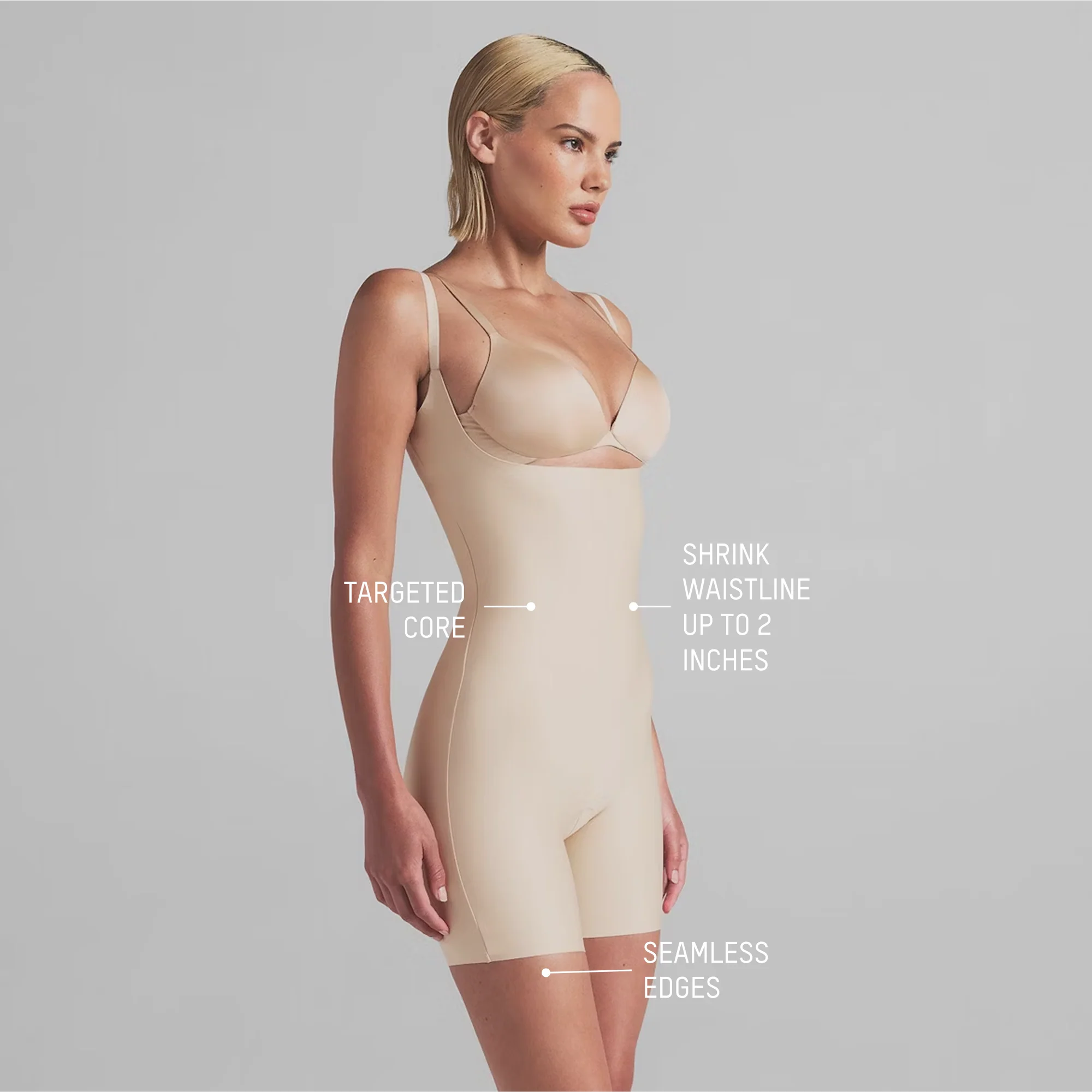 SKIMS BODY CORE SCULPT OPEN BUST MID THIGH BODYSUIT | ONYX - Image 3