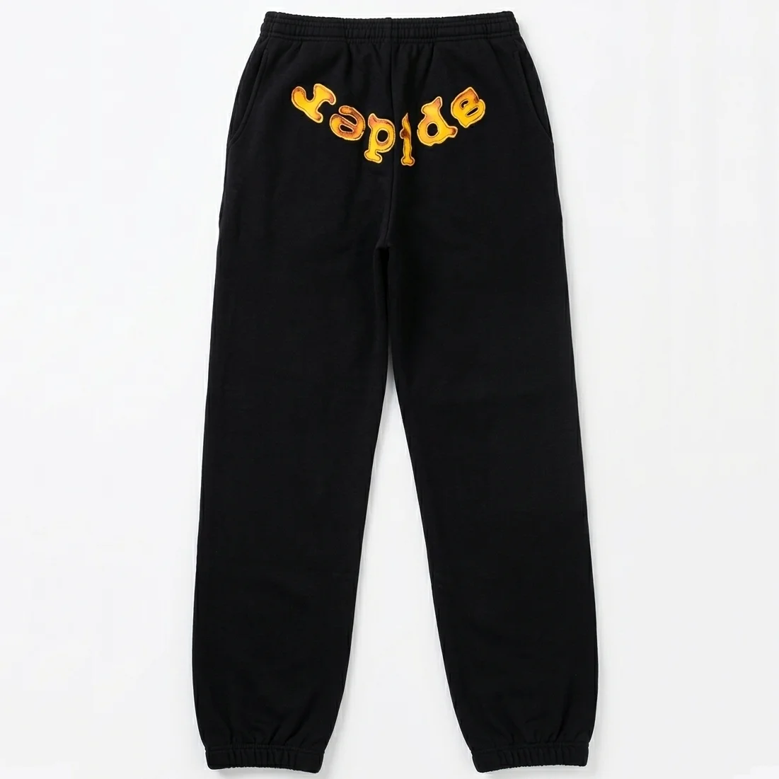 Sp5der Flame Logo Sweatpants Black Yellow