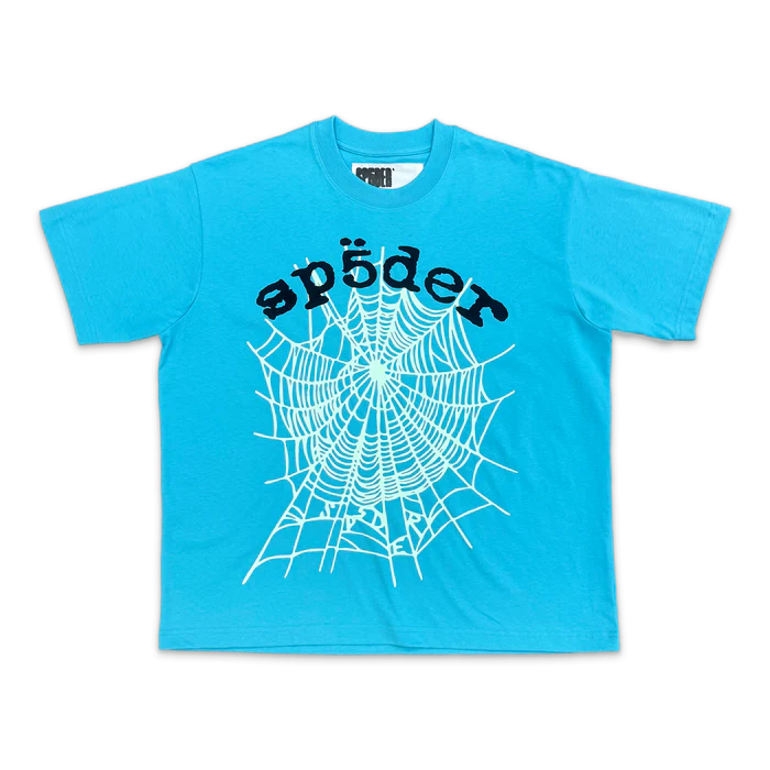 Sp5der OG Web V2 Tee - Cyan