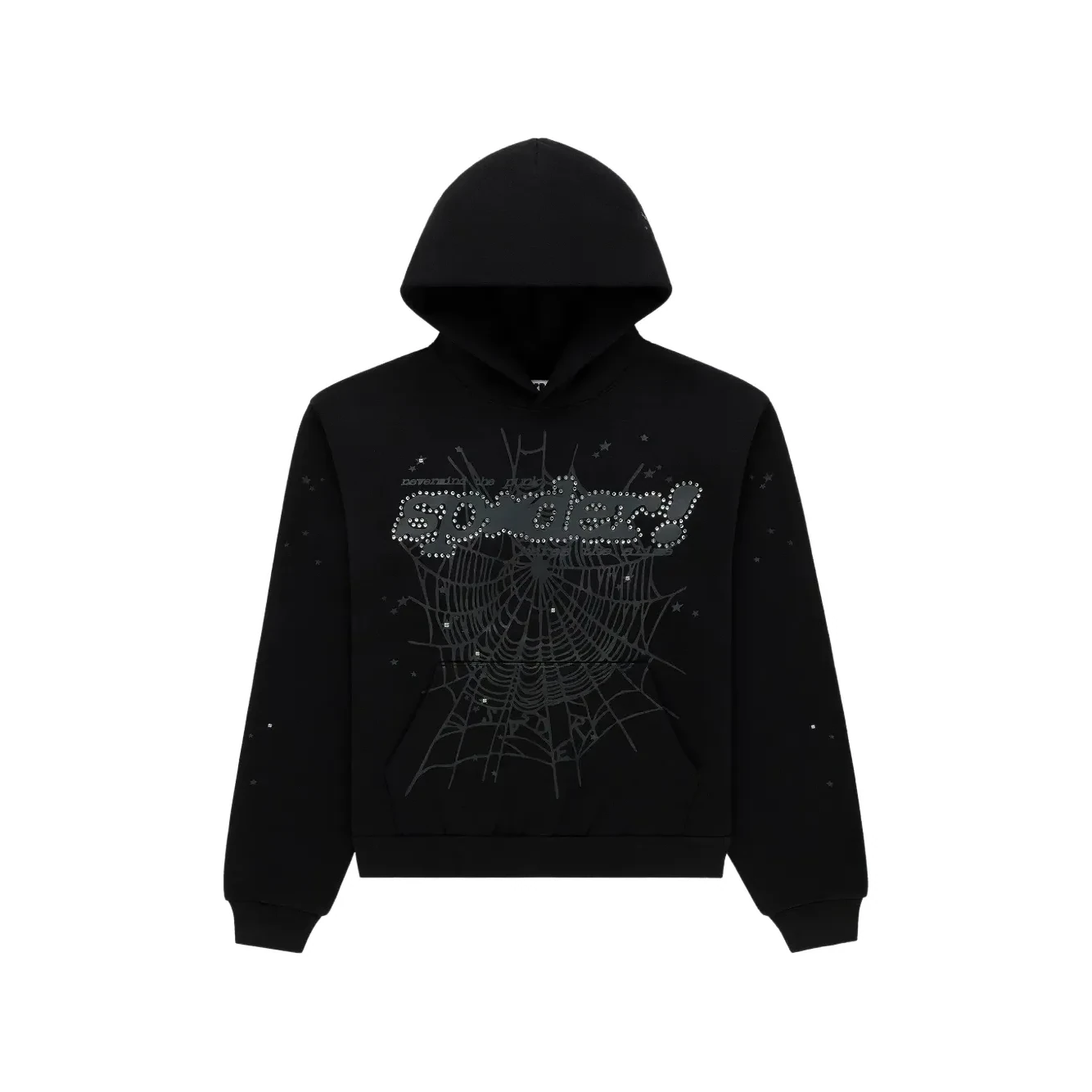 Sp5der Rhinestone Punk V2 Hoodie Black